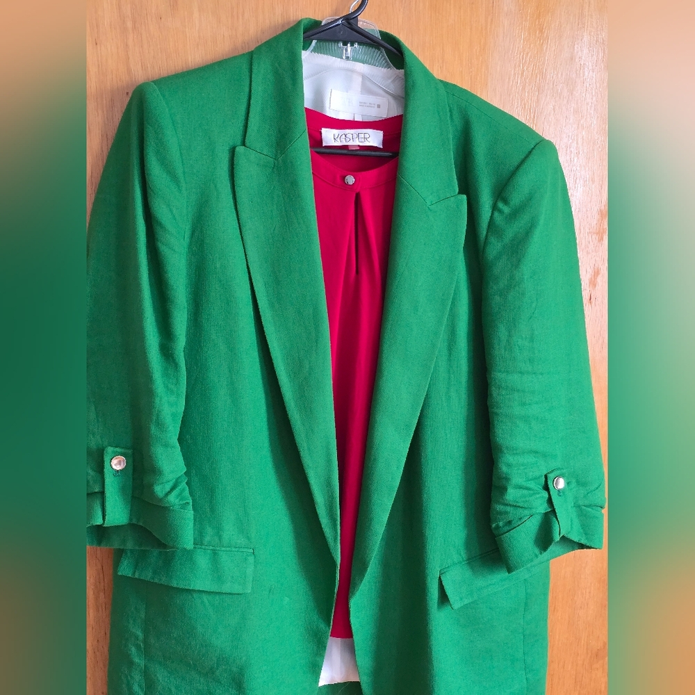 Kasper Emerald Blazer with Crimson Interior
